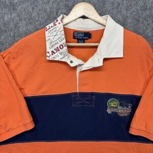 Polo Ralph Lauren Rugby Shirt Mens 2XL XXB Orange Sporting Goods Fishing 90s Y2K